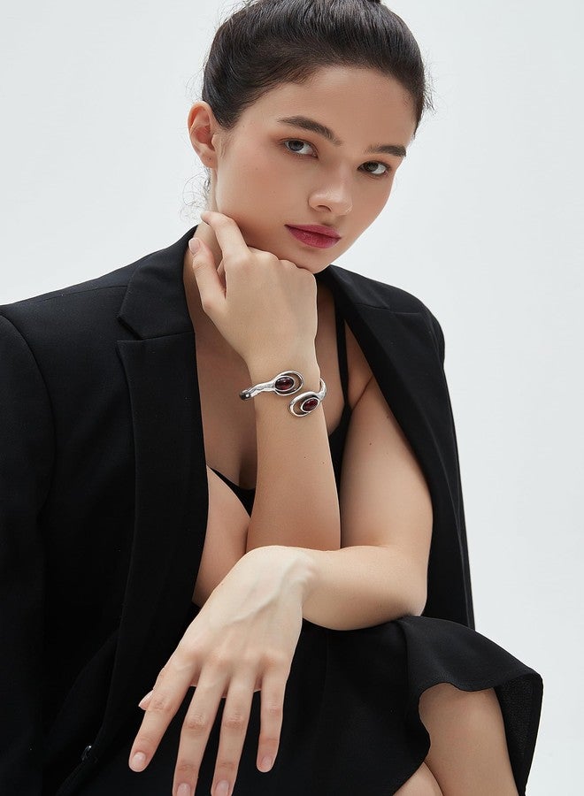 Bjesinmo Silver Wrist Cuff Bracelet Boho Metal Bracelet Chunky Cuff Bangle Bracelet for Women Vintage Boho Wrist Cuff Wrap Bracelet - Image 5